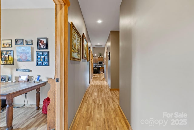 442 Blantyre Church Rd, Horse Shoe, NC 28742 - hall featuring light wood-style floors, recessed lighting, and an office area