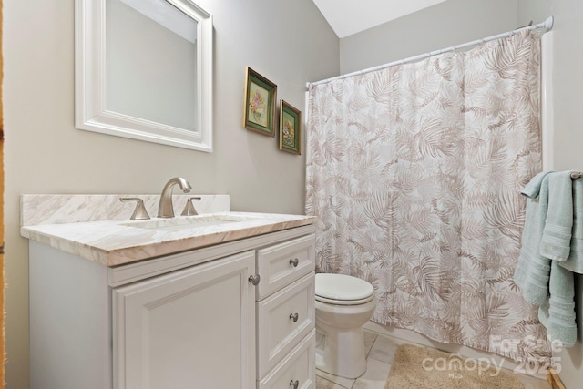 442 Blantyre Church Rd, Horse Shoe, NC 28742 - bathroom featuring vanity, tile patterned flooring, and a shower with curtain