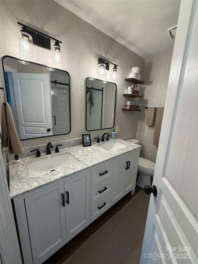 1013 Park W Dr Unit 5, Charlotte, NC 28209 - full bathroom with double vanity and a tile shower