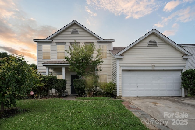 11440 Lamoille Ln, Charlotte, NC 28278 - traditional-style house featuring concrete driveway, a front lawn, and a garage