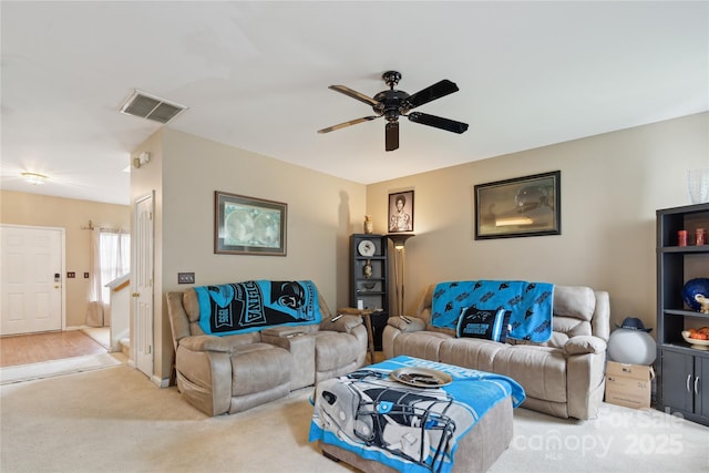 11440 Lamoille Ln, Charlotte, NC 28278 - carpeted living area with ceiling fan and baseboards