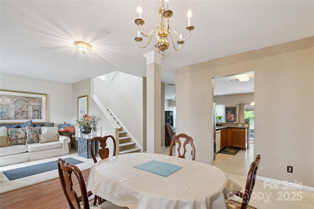 11440 Lamoille Ln, Charlotte, NC 28278 - dining space with stairway and light wood-type flooring