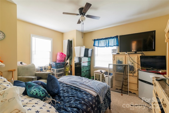 3037 Marlowe Ave, Charlotte, NC 28208 - bedroom featuring light colored carpet and ceiling fan