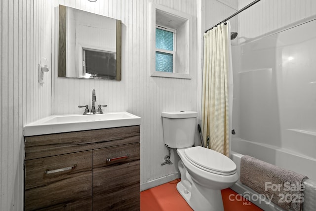 211 Summer St, Swannanoa, NC 28778 - full bathroom featuring vanity and shower / bath combo with shower curtain