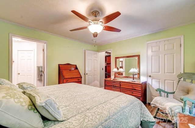 20 Jessica Ln, Barnardsville, NC 28709 - bedroom featuring wood finished floors, crown molding, and ceiling fan