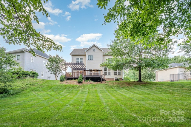 7731 Sedgebrook Dr E, Stanley, NC 28164 - back of house featuring a pergola and a wooden deck
