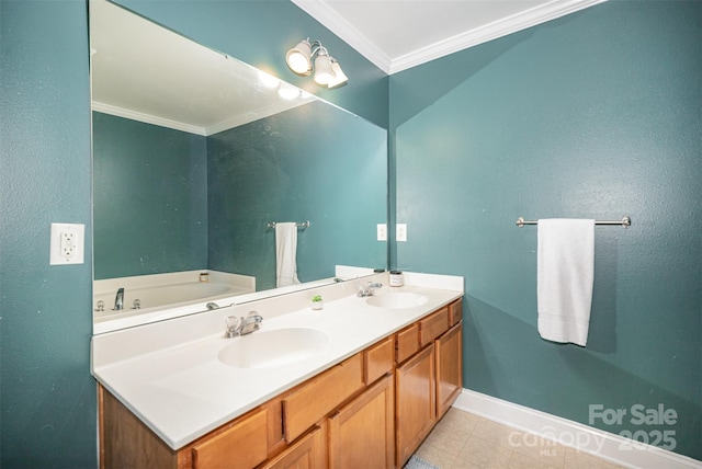 4732 Meadowfield Rd Unit L35, Charlotte, NC 28215 - full bath featuring crown molding, double vanity, and a bath