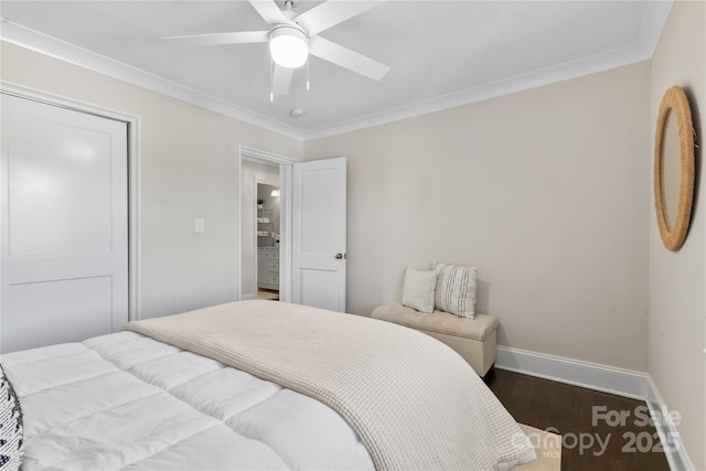 404 Wakefield Dr Unit C, Charlotte, NC 28209 - bedroom with wood finished floors, ornamental molding, and ceiling fan