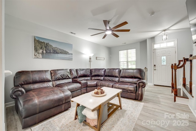 713 Torrey Pines Ln, Fort Mill, SC 29715 - living area with light wood-style flooring and a ceiling fan