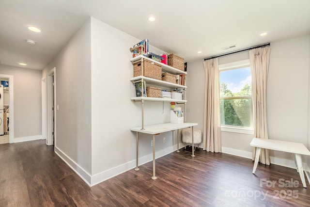 7805 Crooked Creek Church Rd, Monroe, NC 28110 - office area with dark wood-style floors and recessed lighting