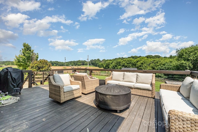 7805 Crooked Creek Church Rd, Monroe, NC 28110 - wooden terrace with an outdoor hangout area and grilling area