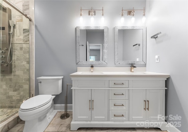 1326 Anthem Ct, Charlotte, NC 28205 - bathroom featuring a shower stall and double vanity