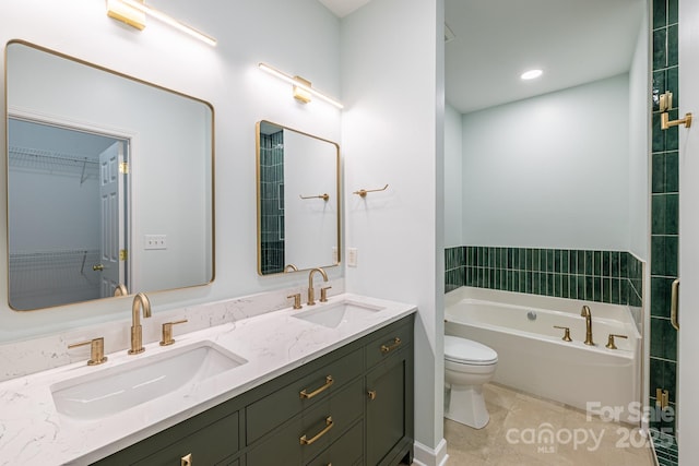795 Peninsula Dr, Davidson, NC 28036 - full bath featuring a garden tub, double vanity, and recessed lighting