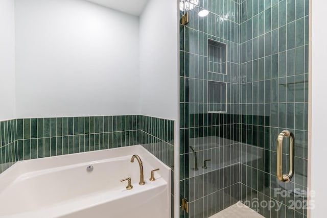 795 Peninsula Dr, Davidson, NC 28036 - full bathroom with a garden tub and a stall shower