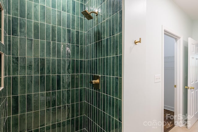 795 Peninsula Dr, Davidson, NC 28036 - bathroom featuring a tile shower and a spacious closet