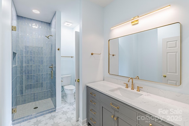 795 Peninsula Dr, Davidson, NC 28036 - full bath featuring vanity, a stall shower, and tile patterned floors