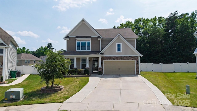 12704 Franklin Square Rd, Charlotte, NC 28213 - craftsman inspired home featuring a gate, concrete driveway, a garage, board and batten siding, and covered porch