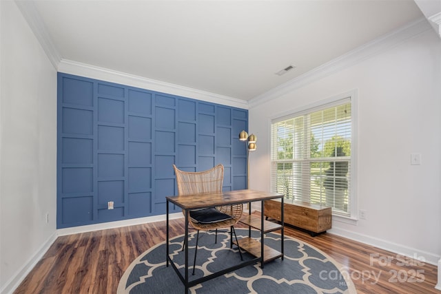 2380 Fairport Dr SE, Concord, NC 28025 - office with crown molding and dark wood-style flooring