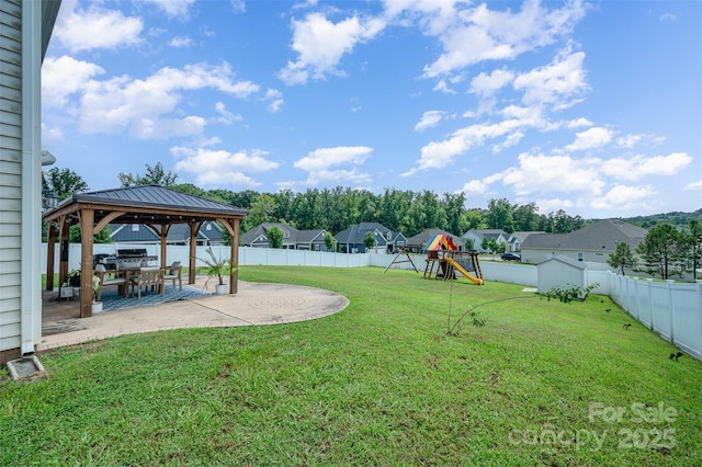 2380 Fairport Dr SE, Concord, NC 28025 - fenced backyard featuring a gazebo and a patio area