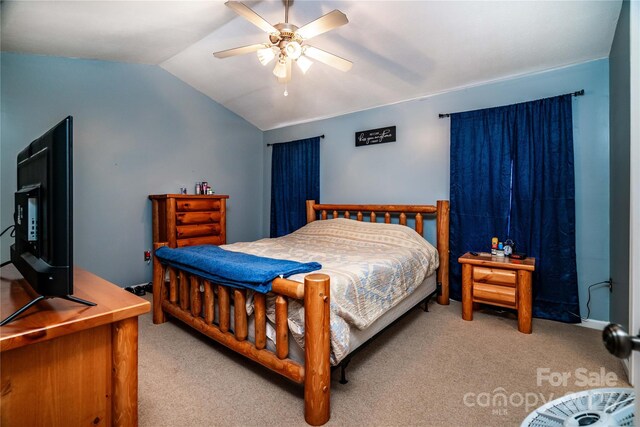 958 Hillard Ln, Lincolnton, NC 28092 - bedroom featuring carpet floors, lofted ceiling, and a ceiling fan