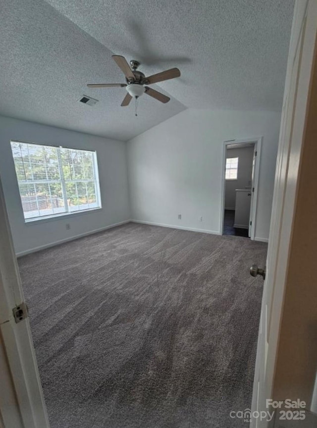 11 Long Glen Ct Unit 113, Columbia, SC 29229 - carpeted empty room with a ceiling fan, a textured ceiling, and vaulted ceiling
