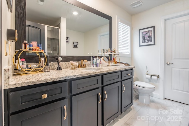 154 Tanner Loop, Troutman, NC 28166 - full bath with vanity, a stall shower, and marble look tile flooring
