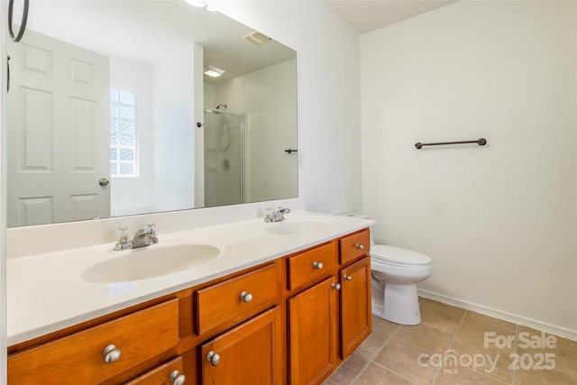 2357 Riding Trail Rd, Gastonia, NC 28054 - full bathroom featuring double vanity, a shower with shower door, and tile patterned floors