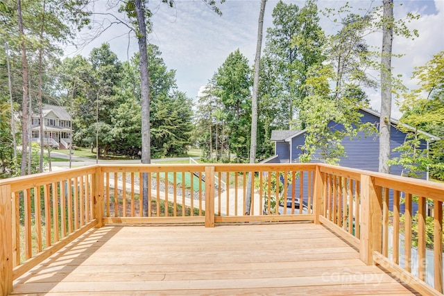 206 N Kayla Dr, Salisbury, NC 28146 - wooden terrace featuring view of scattered trees
