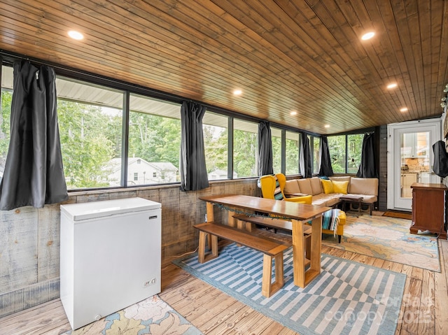 321 Ehringhaus St, Hendersonville, NC 28739 - dining space with wooden ceiling, plenty of natural light, recessed lighting, and hardwood / wood-style floors