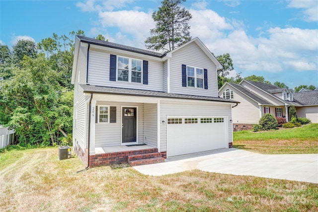 200 N Kayla Dr, Salisbury, NC 28146 - view of front of property with a porch, driveway, an attached garage, and a front yard