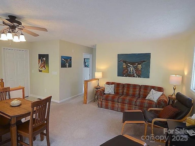 617 Norton Fork Rd, Hot Springs, NC 28743 - living room with ceiling fan, light carpet, and a textured ceiling