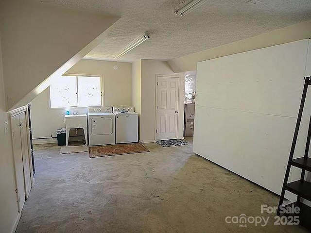 617 Norton Fork Rd, Hot Springs, NC 28743 - laundry area with separate washer and dryer and a textured ceiling