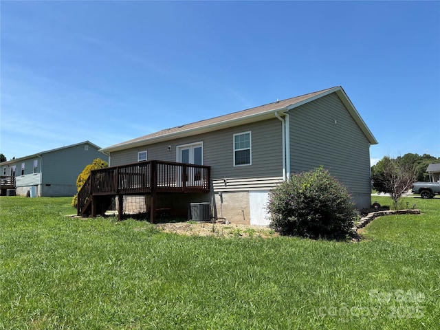 72 Helens Way, Taylorsville, NC 28681 - back of house featuring a deck, a yard, and french doors