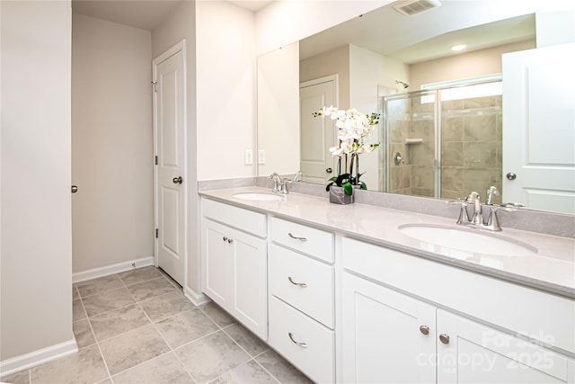 17718 Terryglass Ln, Charlotte, NC 28278 - full bathroom with double vanity and a shower stall