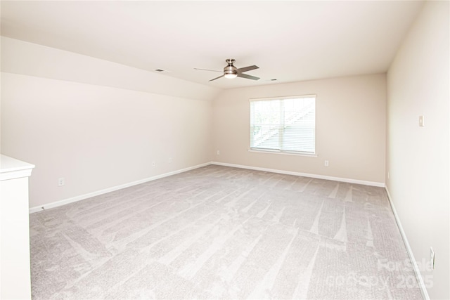 17718 Terryglass Ln, Charlotte, NC 28278 - spare room featuring ceiling fan, light carpet, and lofted ceiling