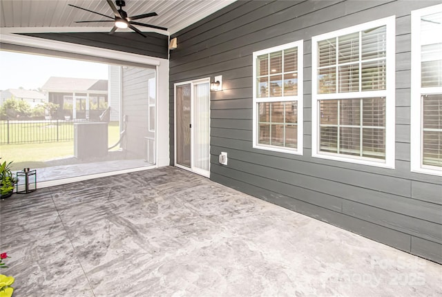 17718 Terryglass Ln, Charlotte, NC 28278 - unfurnished sunroom featuring a ceiling fan