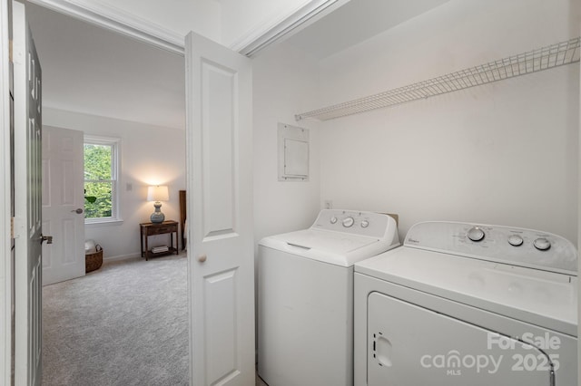 3427 Wonderland Dr, Matthews, NC 28104 - laundry area with washer and dryer and carpet floors