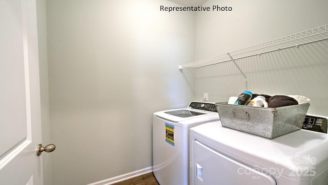 788 14th Avenue Ct NE, Hickory, NC 28601 - laundry area with washer and clothes dryer and baseboards