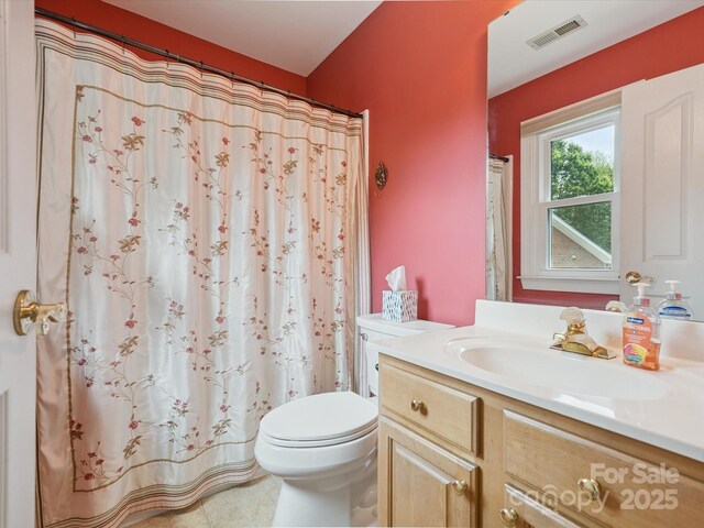 13101 Kensworth Ct, Charlotte, NC 28277 - full bathroom featuring vanity, tile patterned flooring, and a shower with curtain
