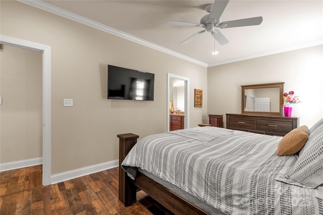 4114 Flint Dr, Lancaster, SC 29720 - bedroom featuring wood finished floors, crown molding, and ceiling fan