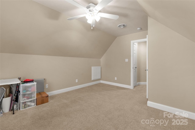 4114 Flint Dr, Lancaster, SC 29720 - bonus room with carpet, vaulted ceiling, and a ceiling fan