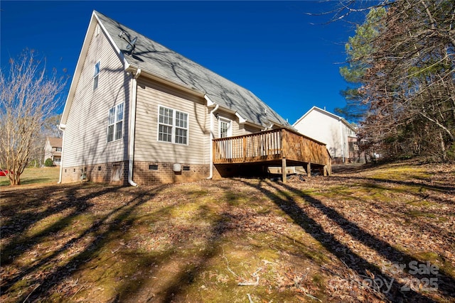 4114 Flint Dr, Lancaster, SC 29720 - back of house featuring a wooden deck and crawl space