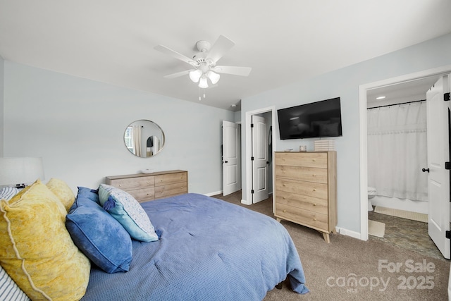 224 Eagle Creek Rd, Clover, SC 29710 - carpeted bedroom featuring a ceiling fan and ensuite bath