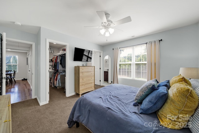 224 Eagle Creek Rd, Clover, SC 29710 - bedroom featuring a spacious closet, a closet, carpet flooring, and a ceiling fan