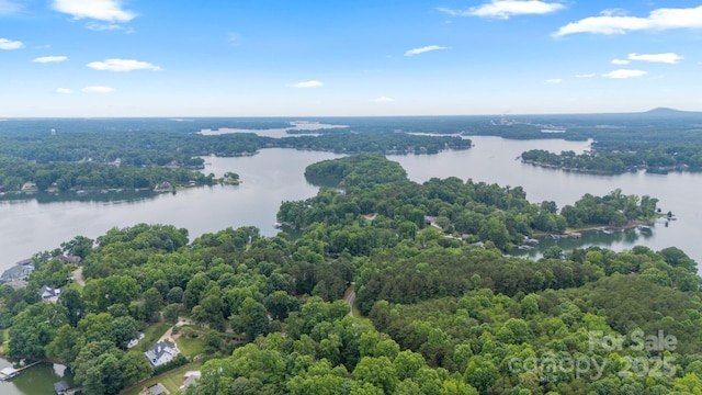 704 Kenway Loop, Mooresville, NC 28117 - drone / aerial view of a large body of water and a heavily wooded area