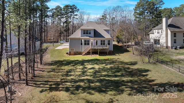 704 Kenway Loop, Mooresville, NC 28117 - rear view of house with stairway, a wooden deck, and crawl space