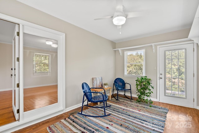 211 Woodland Rd, Tryon, NC 28782 - sitting room featuring plenty of natural light, wood finished floors, and ceiling fan