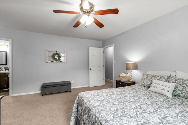 2460 Prince Dr, Lancaster, SC 29720 - bedroom featuring carpet floors, ceiling fan, and ensuite bathroom