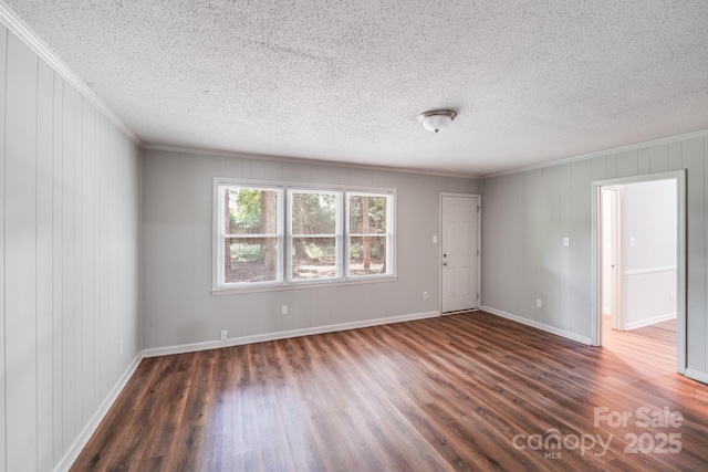 6513 Old Post Rd, Charlotte, NC 28212 - empty room with wood finished floors, a textured ceiling, and ornamental molding