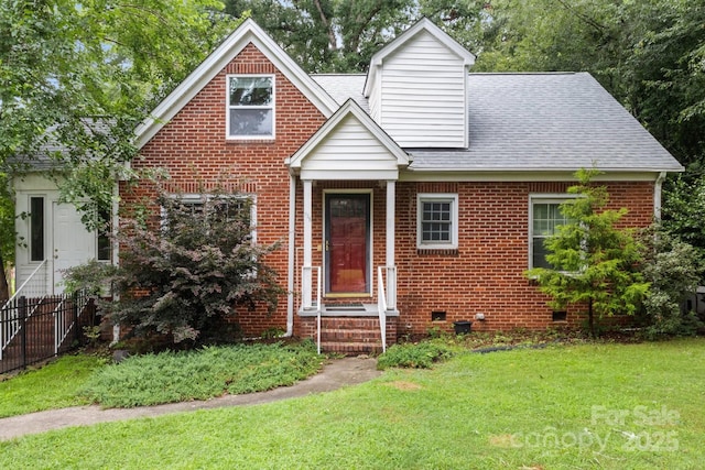 728 Blanton St, Shelby, NC 28150 - view of front of house with brick siding, a shingled roof, and crawl space